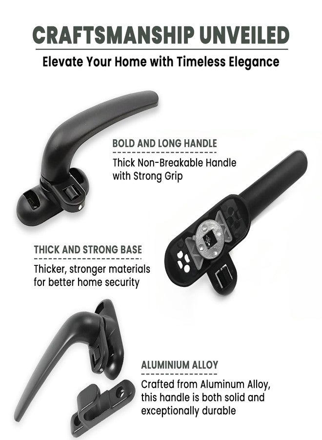 AARAM Domal Aluminium Handle, Anti-Corrosion, Right & Left, Black Single Point Handle for Doors & Windows (Pack of 1) - Aluminum - Image 5